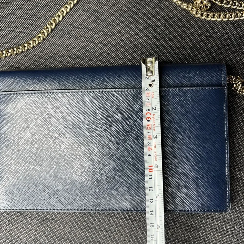 Kate Spade Willow Wallet Saffiano Leather Flap Convertible Crossbody Bag Navy